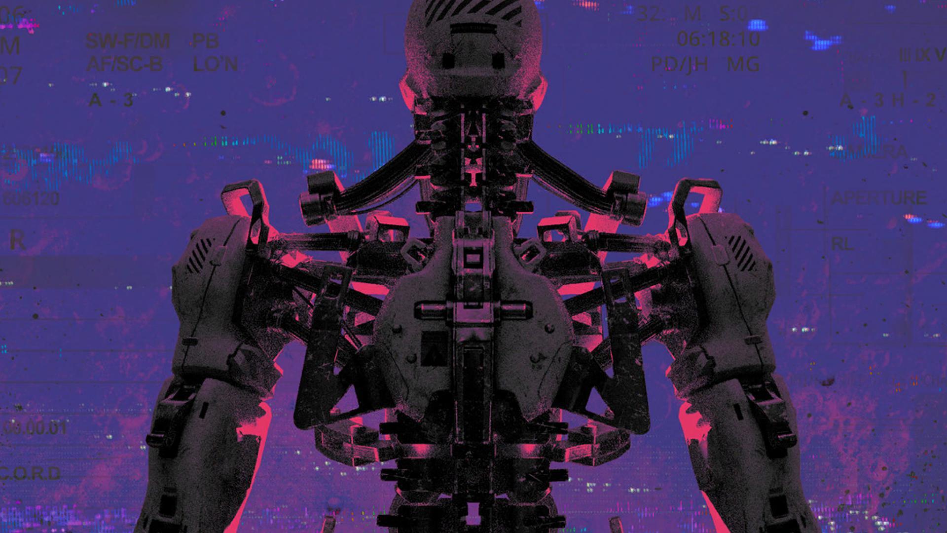 A lone astronaut explores the dark, retro-futuristic Lunar Research Station in Routine.