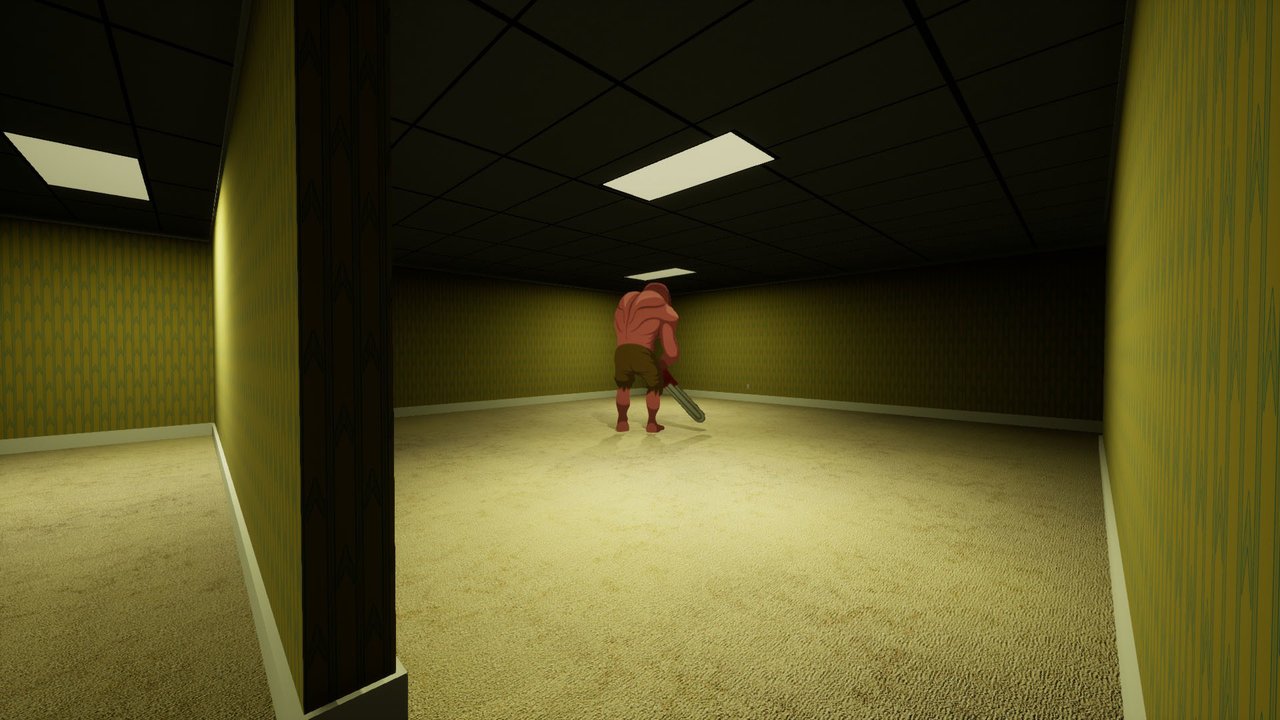 Screenshot of a level in a video game called the backroom