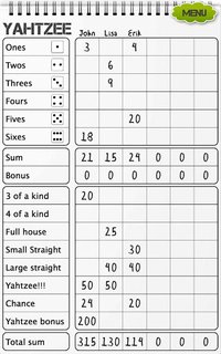 Yahtzee scoresheet screenshot, image №1403281 - RAWG