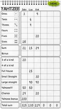 Yahtzee scoresheet screenshot, image №1403276 - RAWG