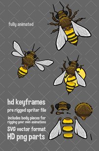 Animated honey bee top down game sprite screenshot, image №2179677 - RAWG