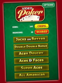 Video Poker: 6 Free Casino Card Games with Jacks or Better, Double Bonus, Acey Deucey, Ace & Faces, Super Aces, and All American for Gambling Fun! screenshot, image №890698 - RAWG