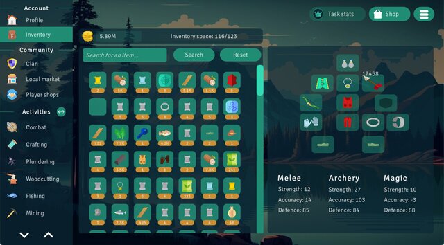 A browser game-style adventure 'Melvor Idle' play review that advances  various actions such as battle, felling, fishing, cooking, and mining by  'leaving' - GIGAZINE