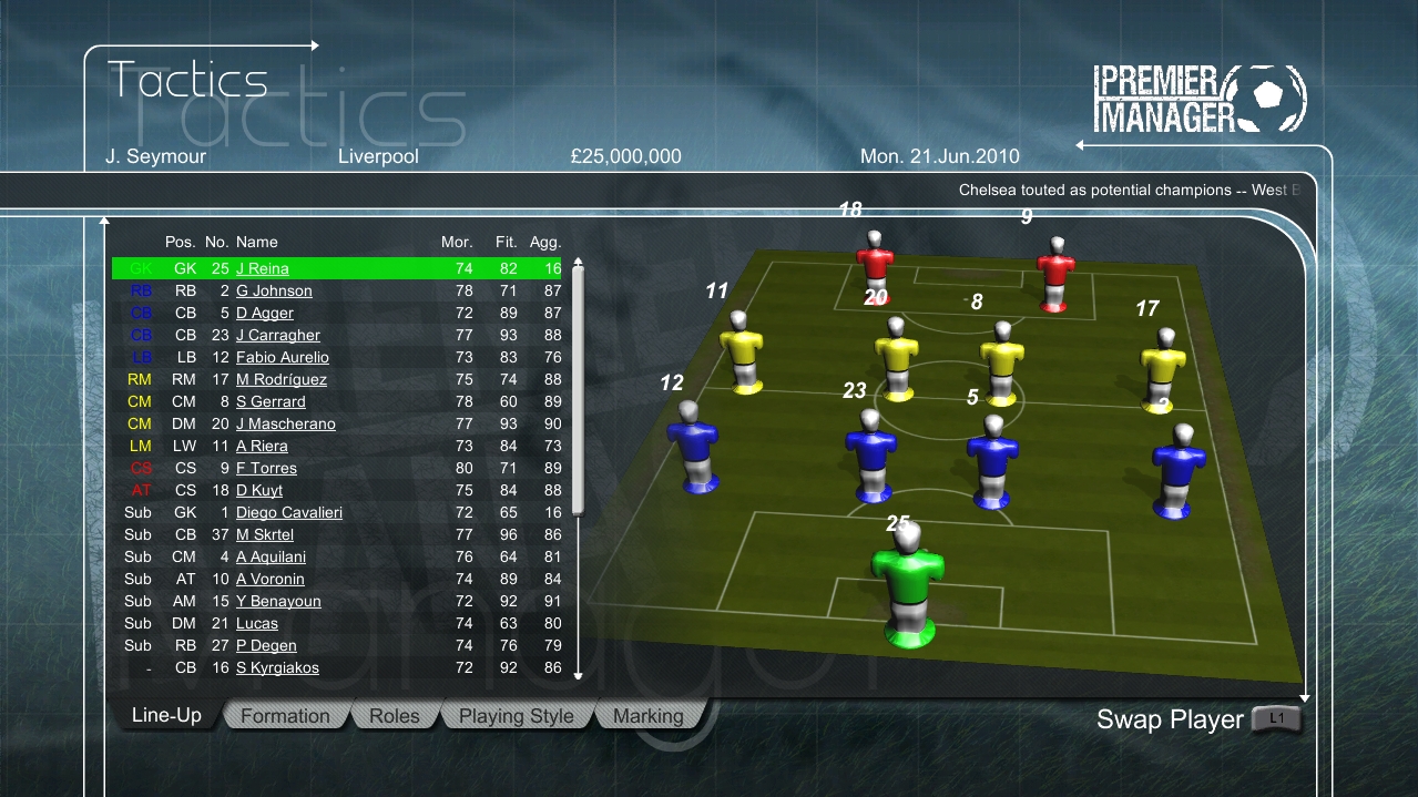 Premier Manager (2010) gameplay visual