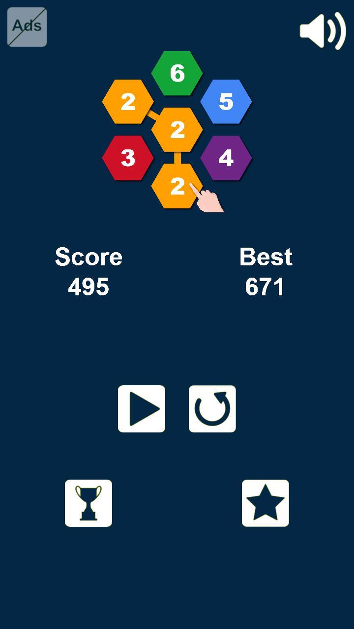 Hexagons: Connect and Merge Numbers