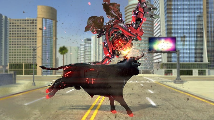 Angry Robot Bull Fighting: Transform Robot Games