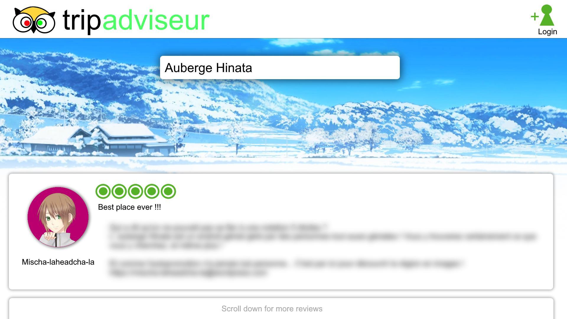 Bienvenue à l'auberge Hinata !