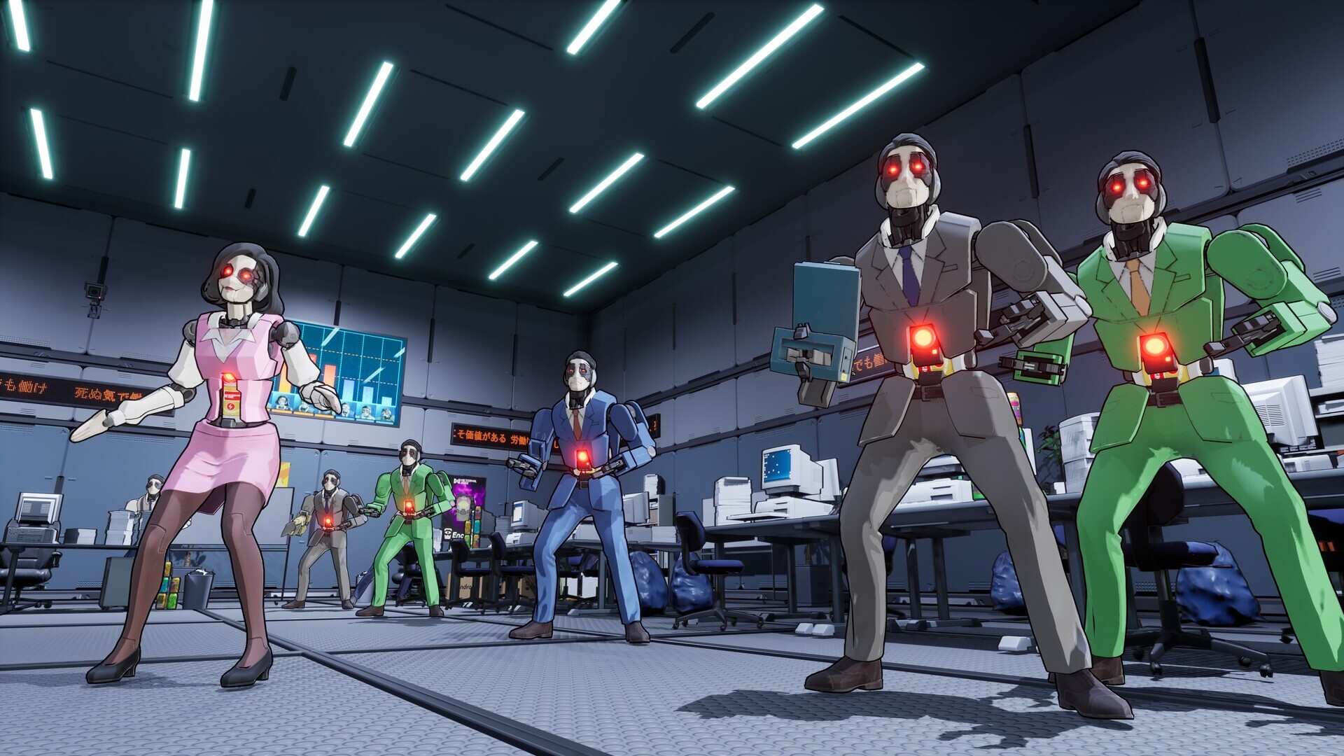 Full Metal Schoolgirl gameplay featuring a schoolgirl fighting robots.