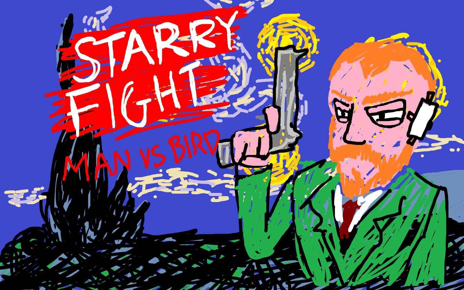 Starry Fight - Man vs Bird