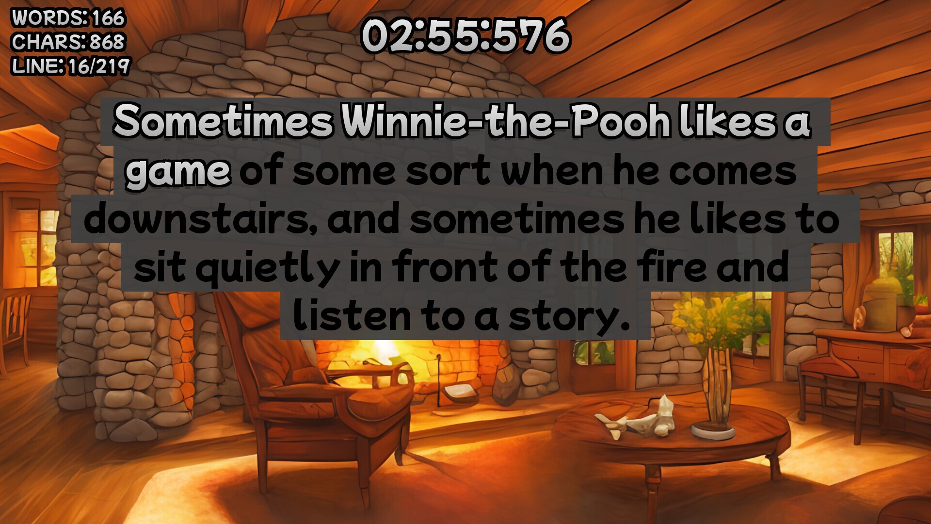 Winnie-the-Pooh's book writing speedrunner screenshot