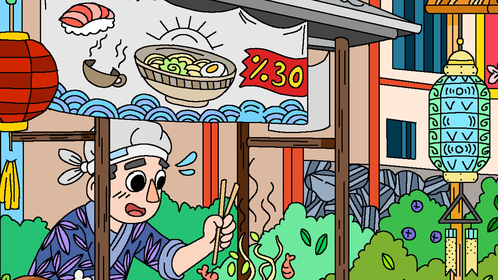 100 Cats Lost In Japan Find & Color gameplay visual