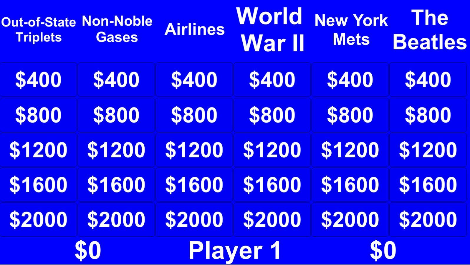 William Schaefer's Jeopardy!