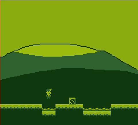 Game Boy console with 8-bit game code displayed on screen.