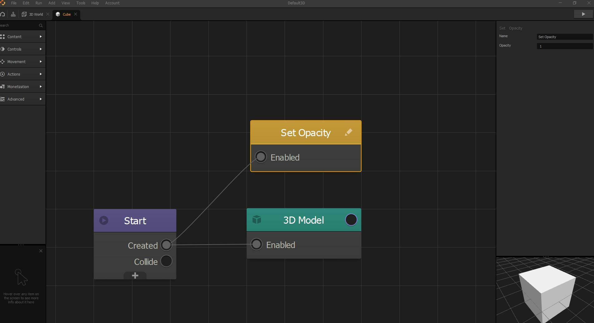 Set Opacity (Buildbox)