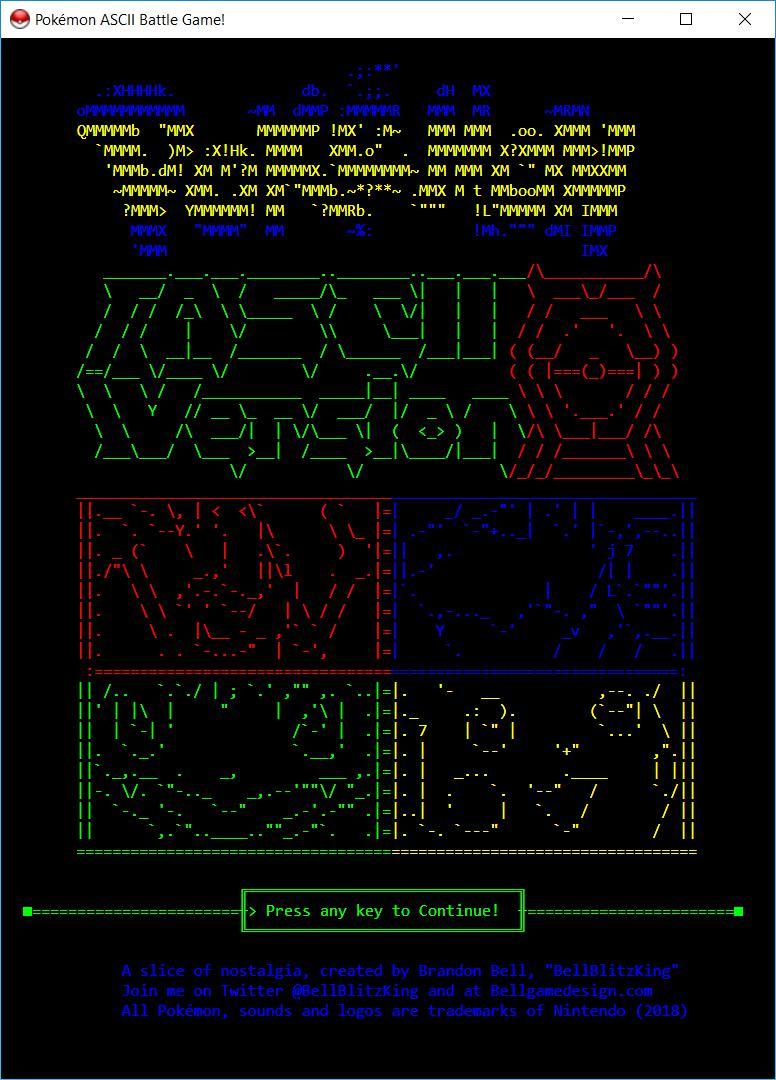 Pokémon ASCII Battle Game!