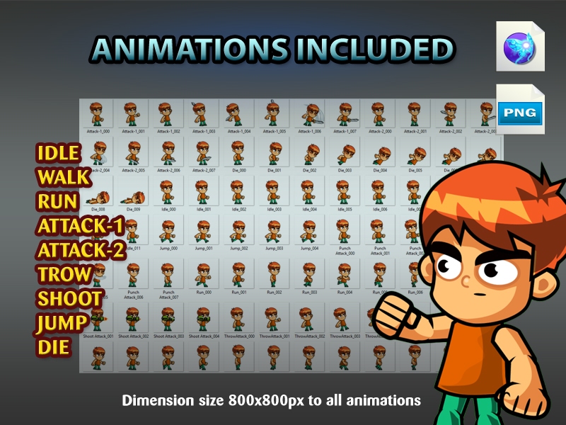 Boy Warriros 2D Game Character Sprites