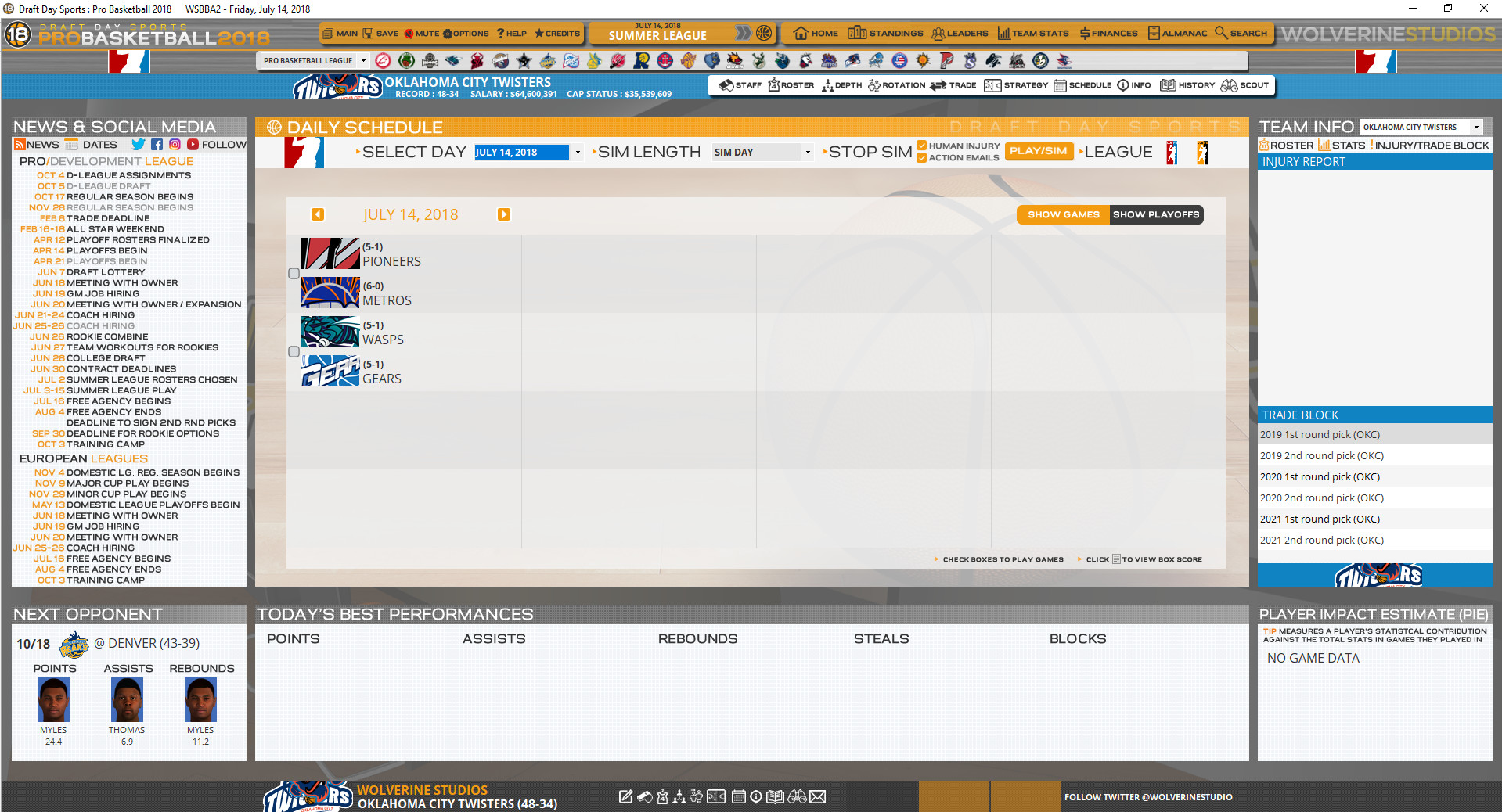 Draft Day Sports: Pro Basketball 2018