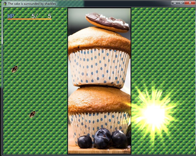 The cake is surrounded by shackles