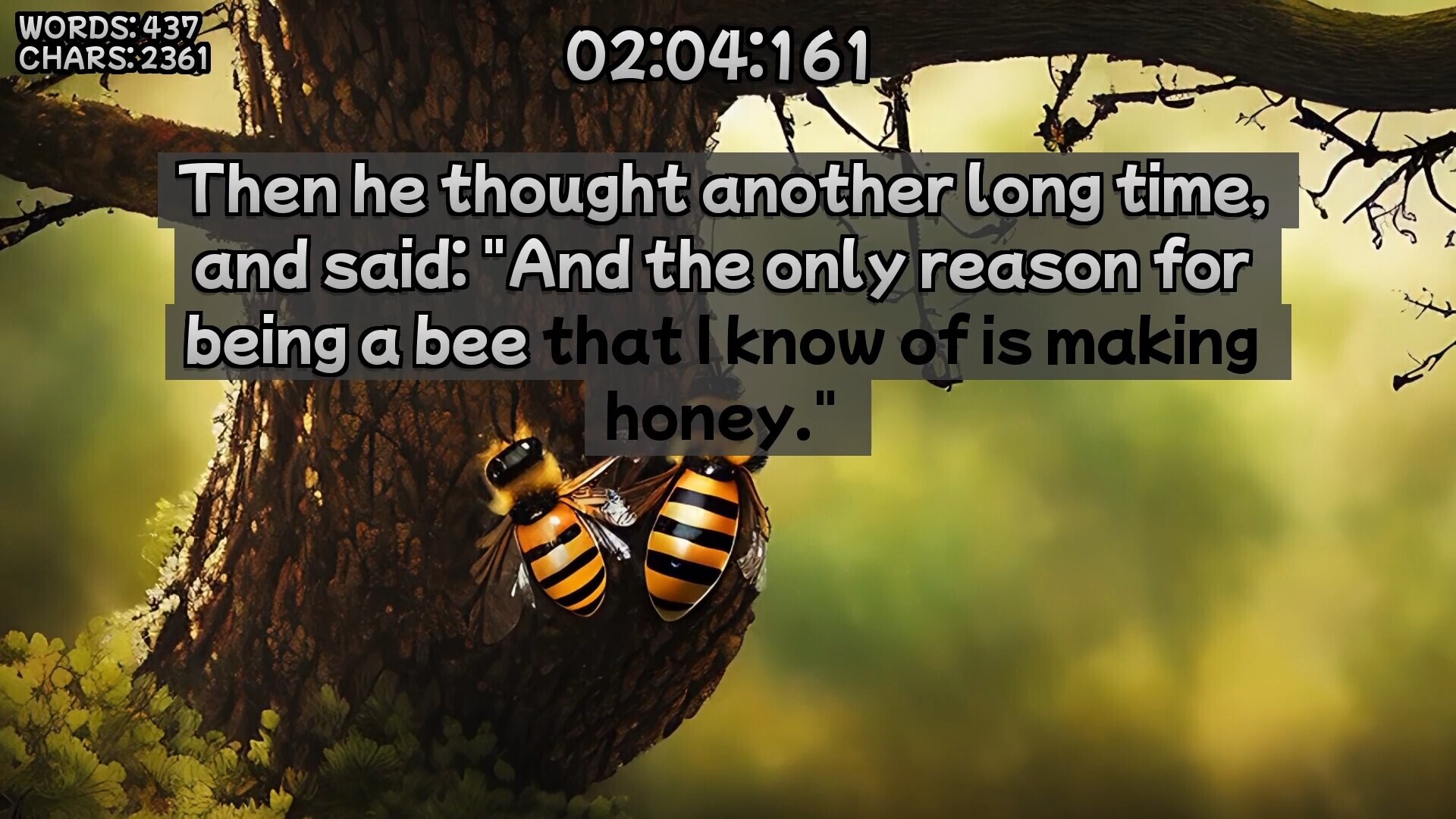Winnie-the-Pooh's book writing speedrunner