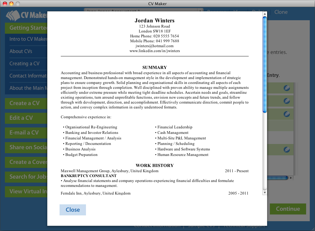 CV Maker for Mac