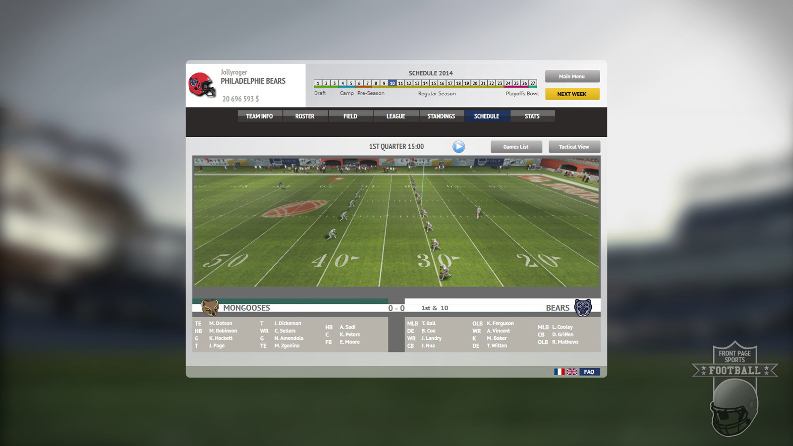 Front Page Sports Football