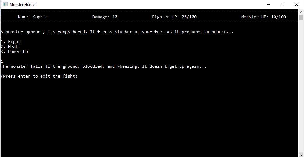 Monster Hunt Text Adventure