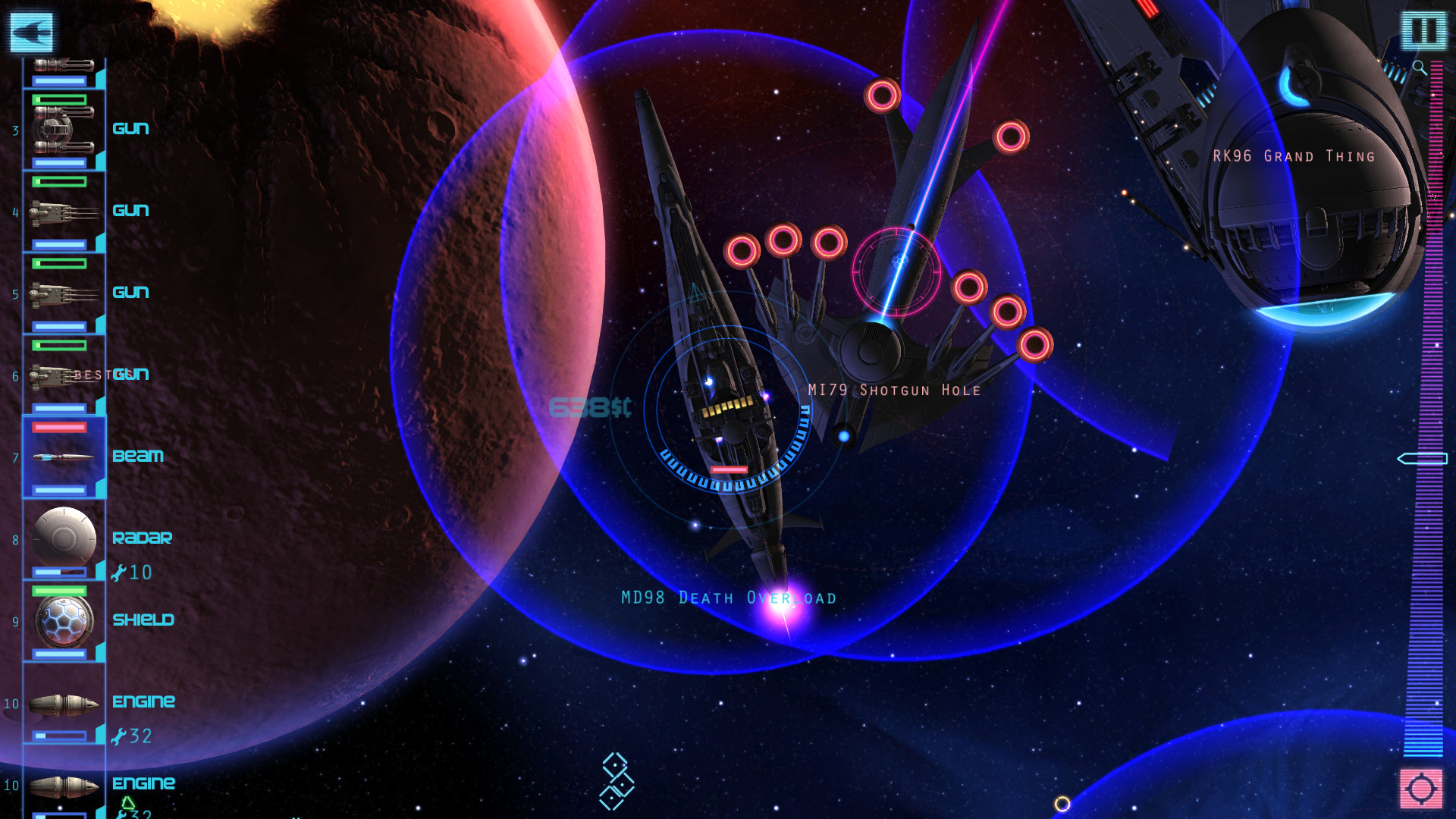 Screenshot from the game Defect showing a cyberpunk cityscape.