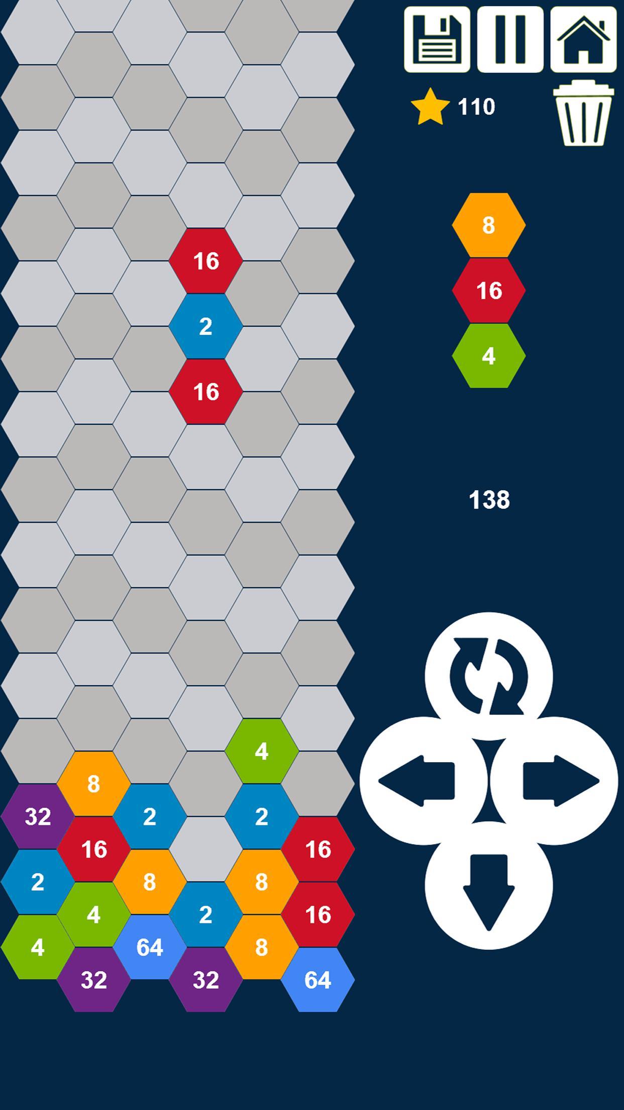 Hexa Columns 2048 Puzzle: Drop n Merge Numbers