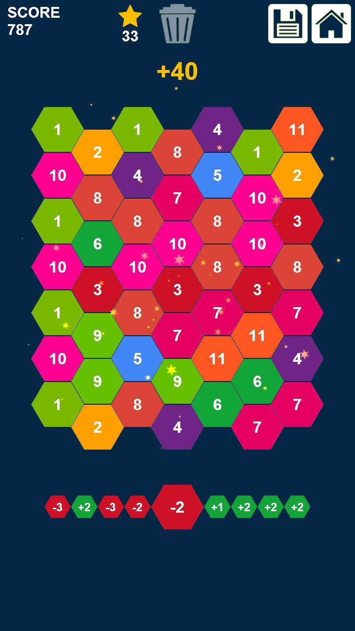 Hexagons: Drag and Merge Numbers