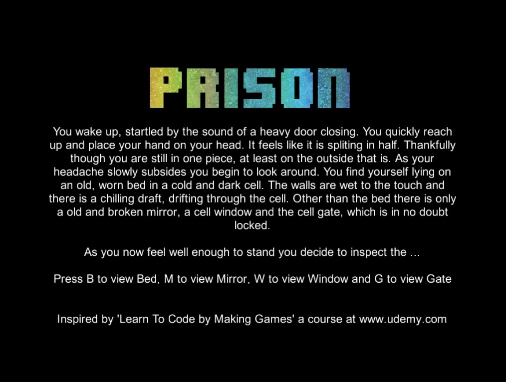 Prison Escape - A Text Adventure