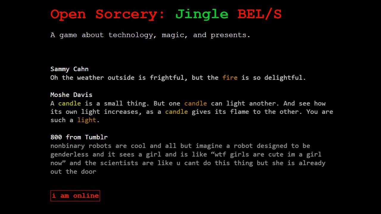 Open Sorcery: Jingle BEL/S