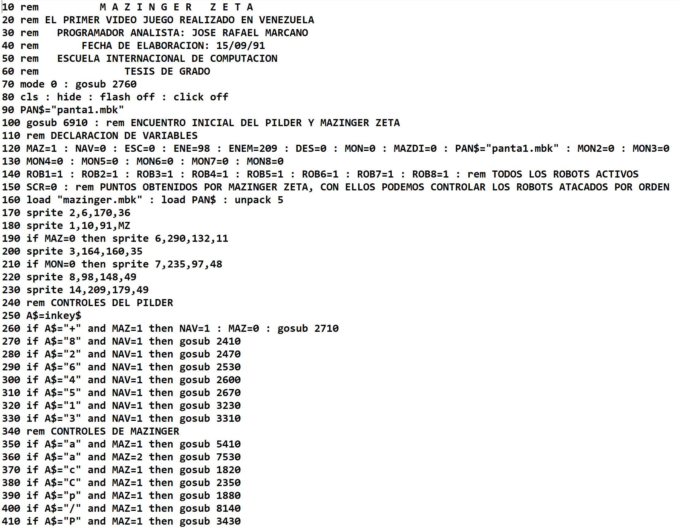 Mazinger Z versión Atari ST (STOS) 1989-1991