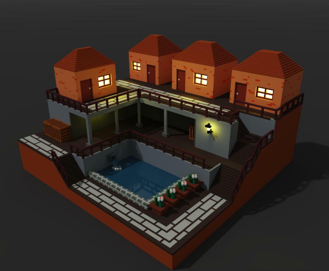 Low Poly House. Лоу Поли Arabian House. Ферма Voxel. Деревня в MAGICAVOXEL.