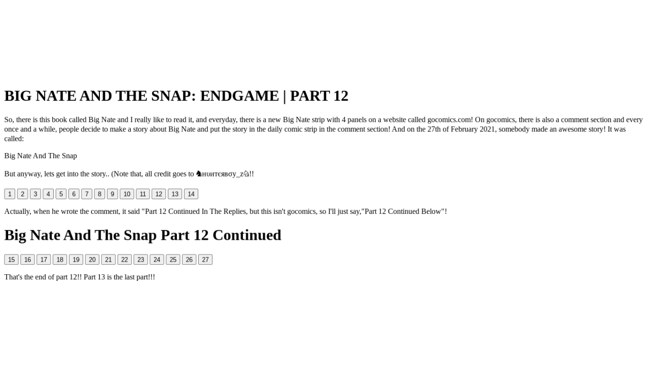 Big Nate And The Snap Part 12