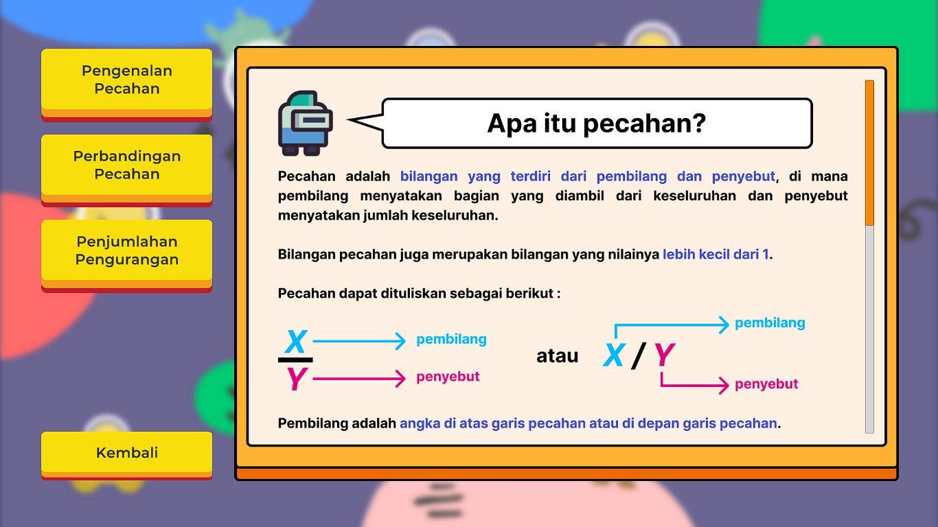 Petualangan Matematika Pengenalan Bilangan Pecahan screenshot