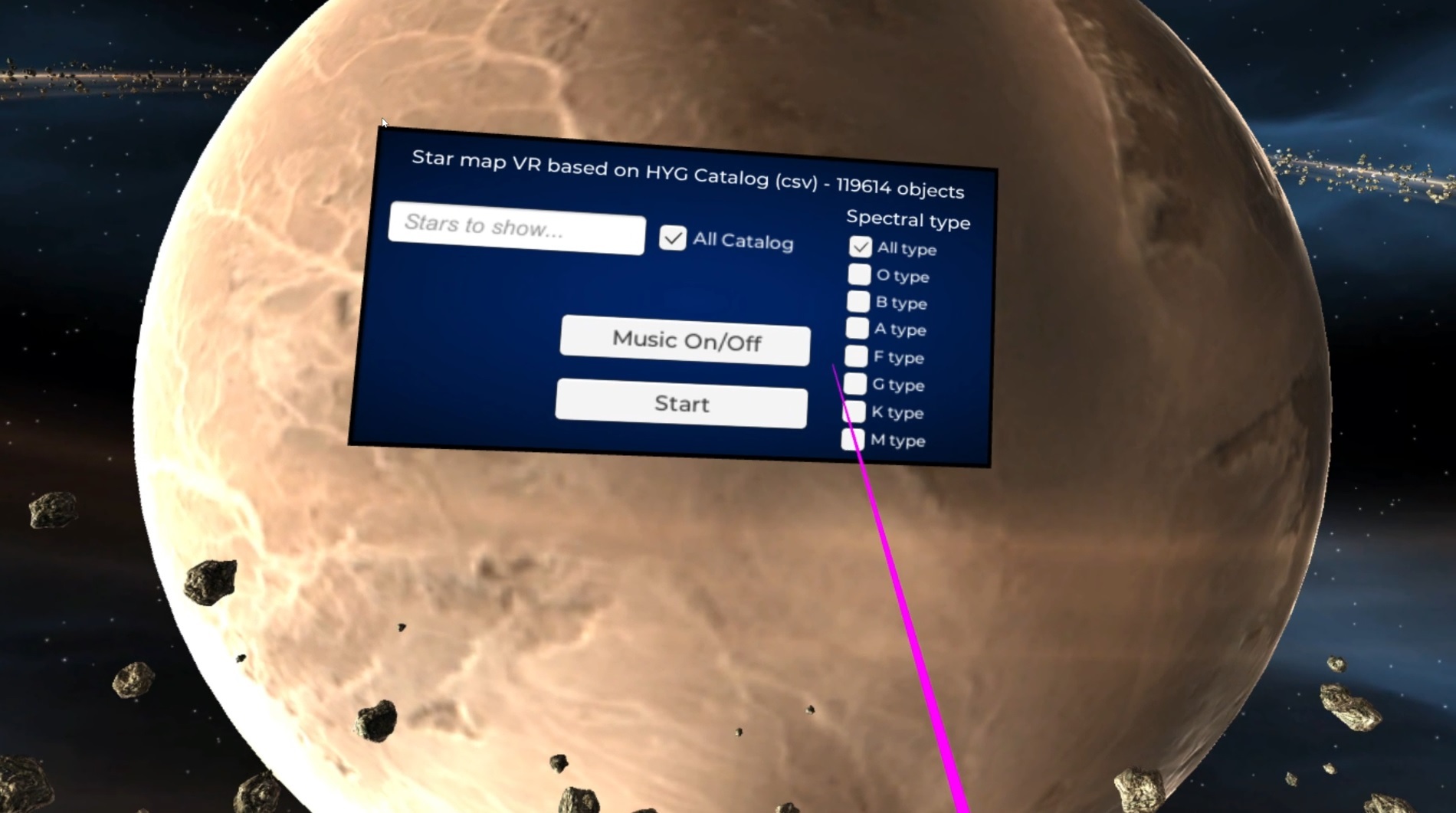 Hipparcos Catalog VR (Oculus Rift)