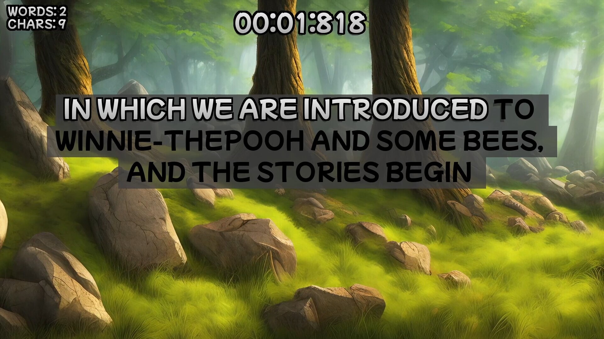 Winnie-the-Pooh's book writing speedrunner screenshot