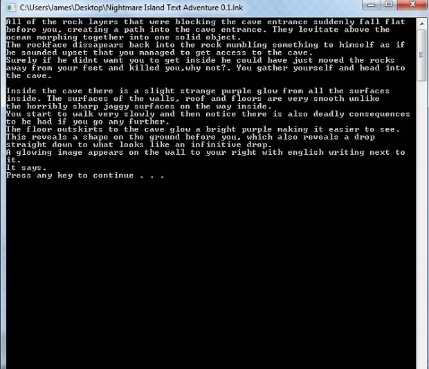 Nightmare Island Text Adventure
