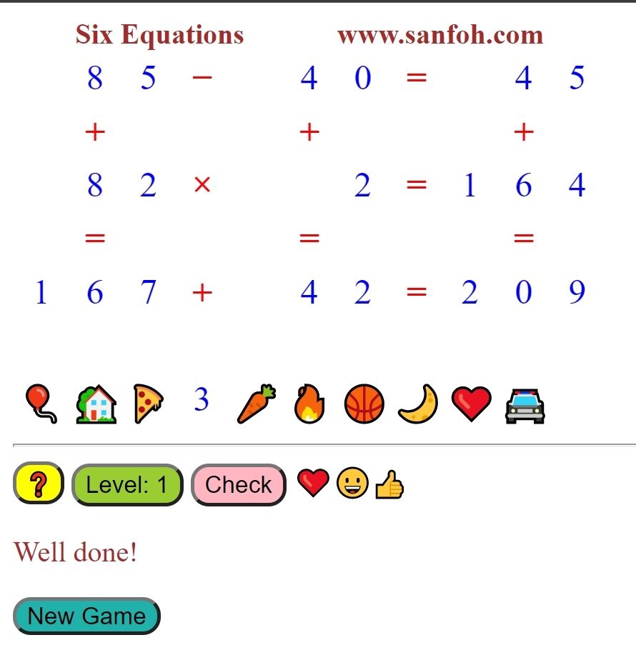 The Six Equations Game