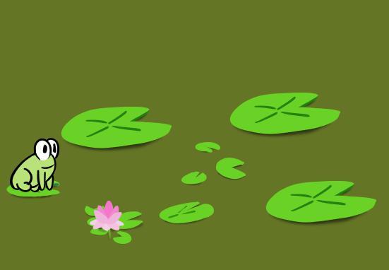 Frog hopping across a pond