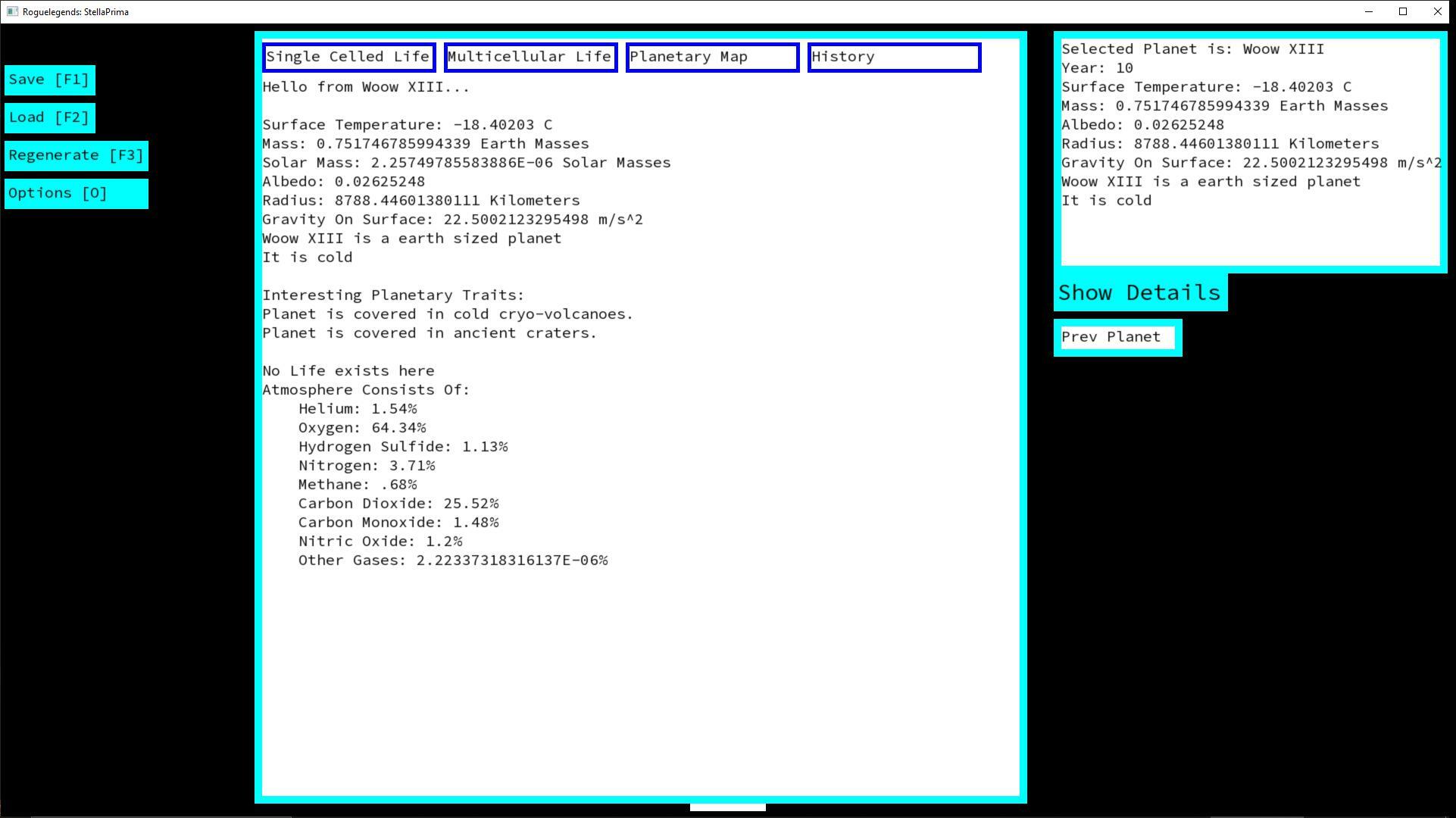Stella Primum, the simple solar system sim