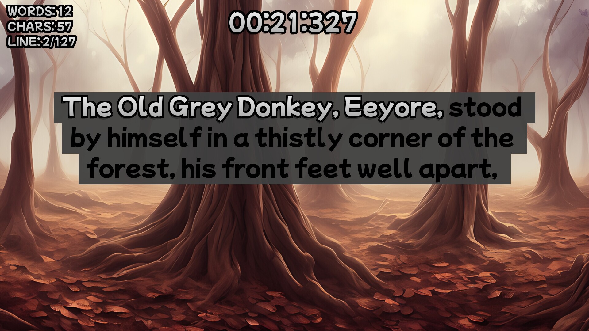 Winnie-the-Pooh's book writing speedrunner screenshot