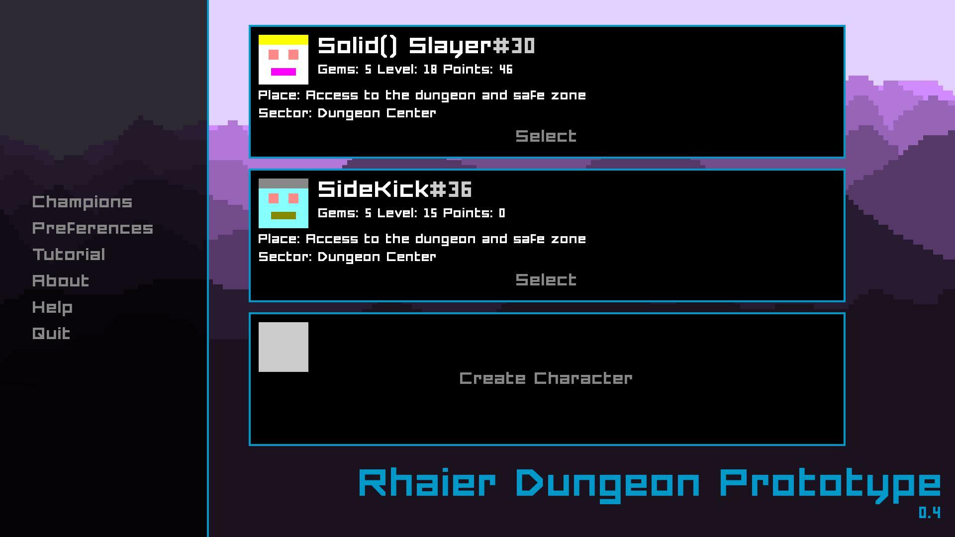 Rhaier Dungeon Prototype