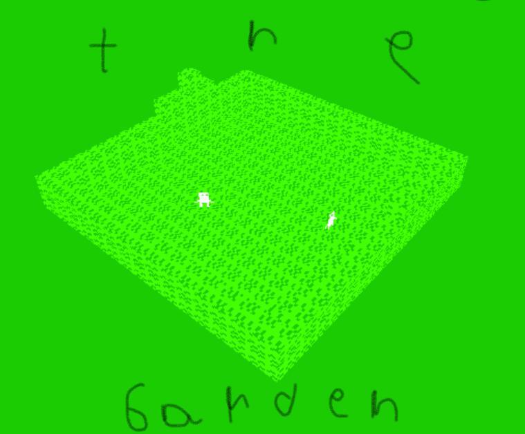 a garden above a green void
