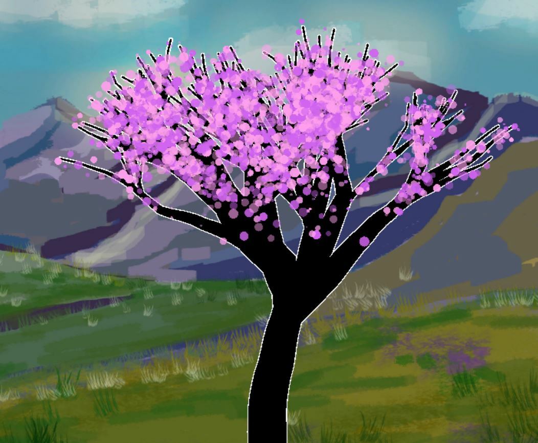 tree man and mountain