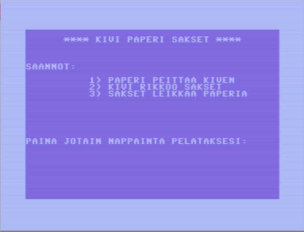 Kivi Paperi Sakset Commodore 64/128