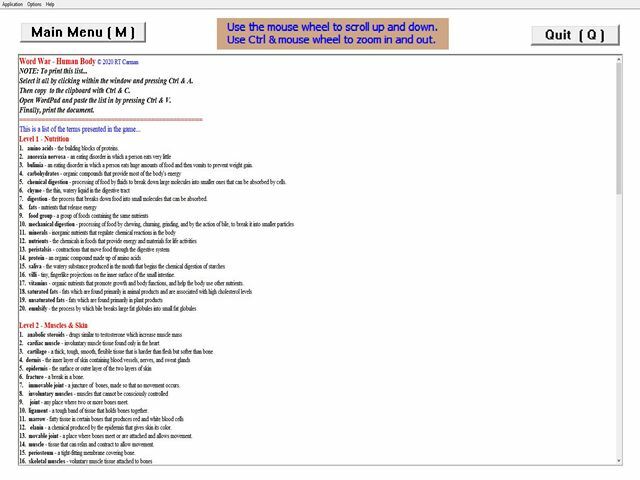 Word War - Human Body