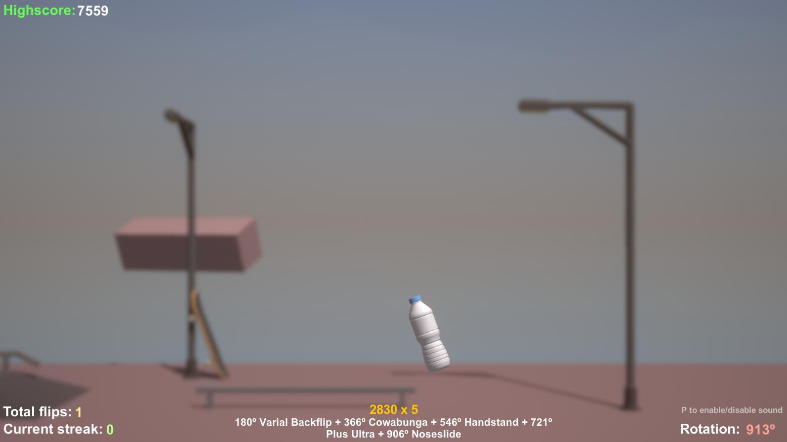 Pro Skater but it's actually a bottleflip game